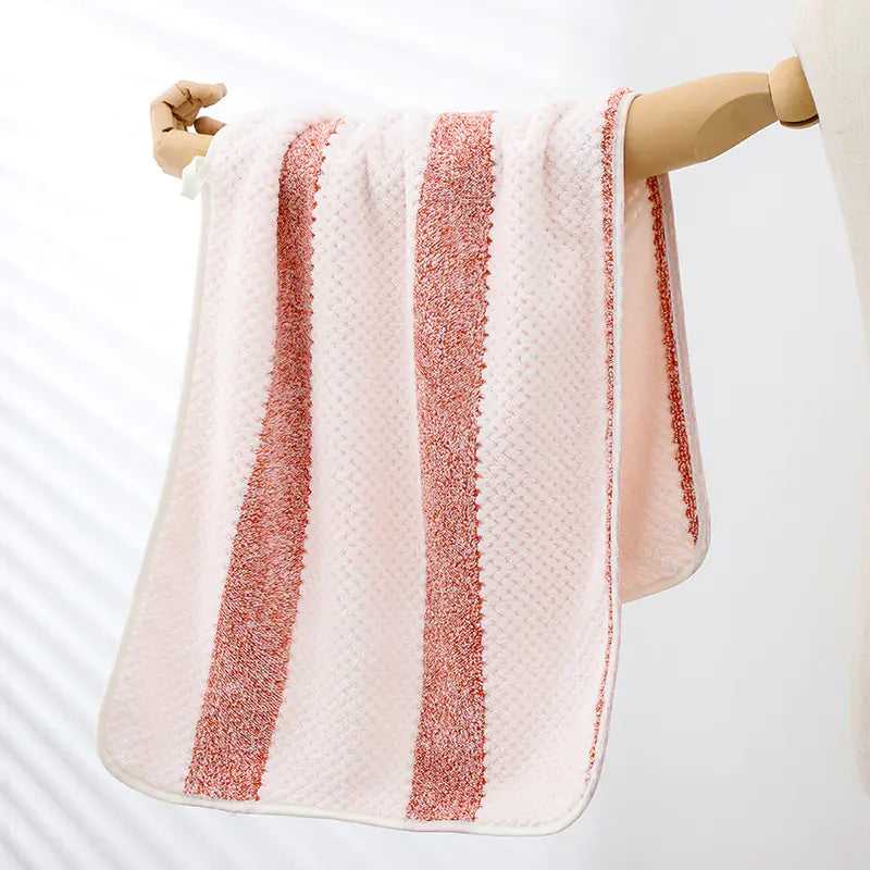 Striped Coral Fleece Absorbent Face Wash Towel (1pc)