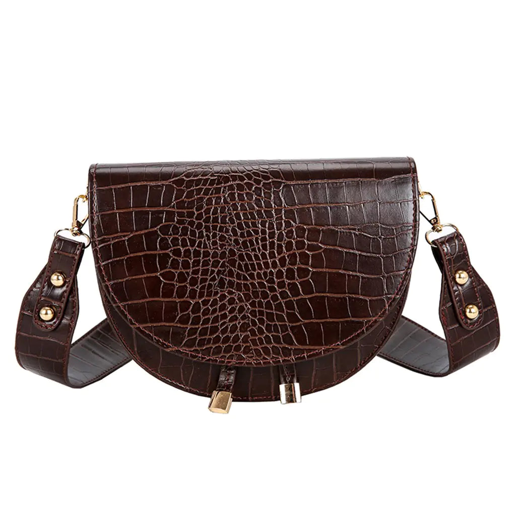 Fashionable Crocodile Pattern Half-Moon Shoulder Bag
