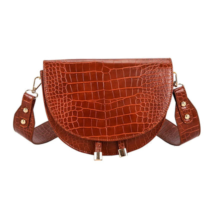 Fashionable Crocodile Pattern Half-Moon Shoulder Bag