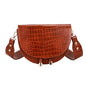 Fashionable Crocodile Pattern Half-Moon Shoulder Bag