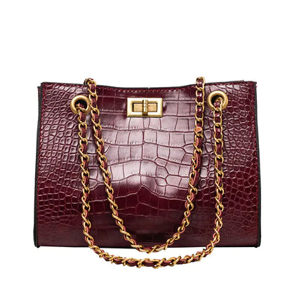 Crocodile Pattern Chain Shoulder Bag