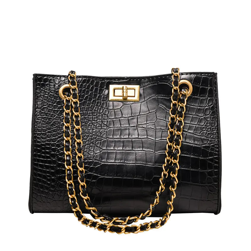 Crocodile Pattern Chain Shoulder Bag