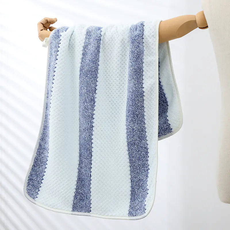 Striped Coral Fleece Absorbent Face Wash Towel (1pc)