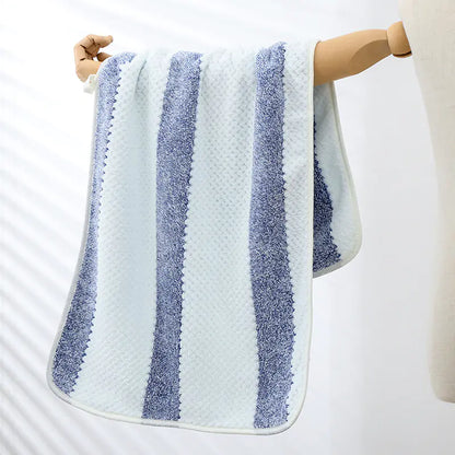 Striped Coral Fleece Absorbent Face Wash Towel (1pc)