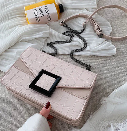 Fashionable Crocodile Pattern Chain Shoulder Bag for Women