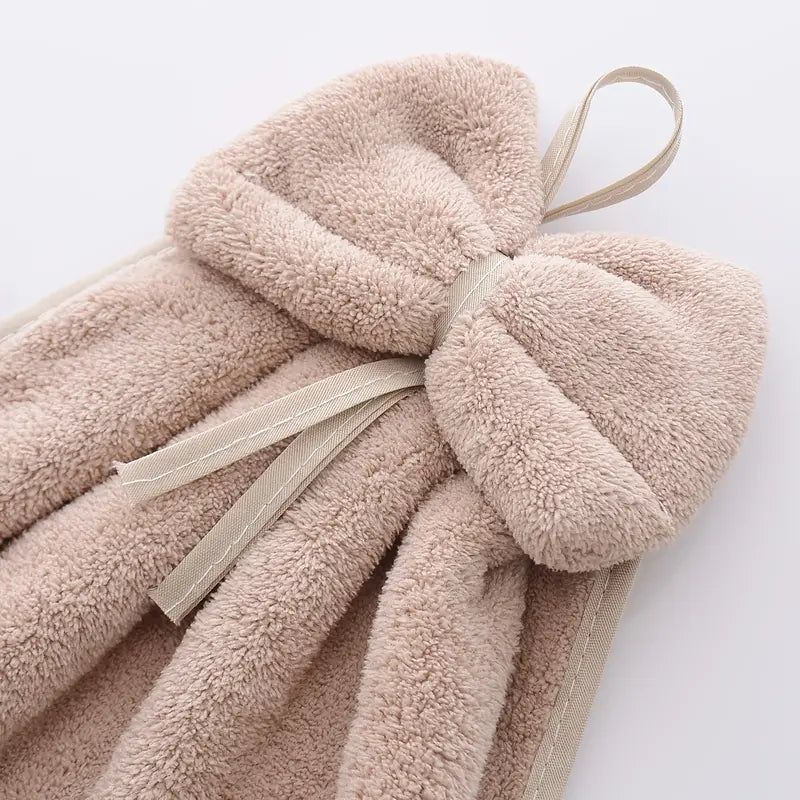 Coral Fleece Bow Style Soft Absorbent Hand Towel