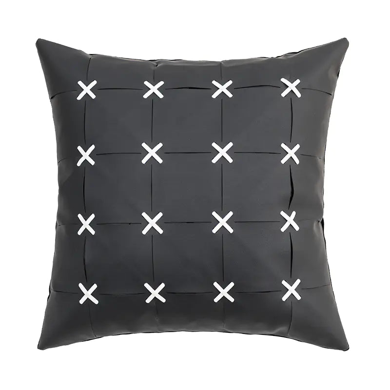 American Modern Hand-woven PU Leather Pillow Cover