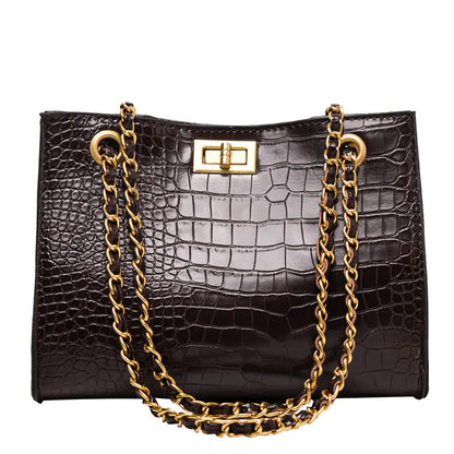 Crocodile Pattern Chain Shoulder Bag