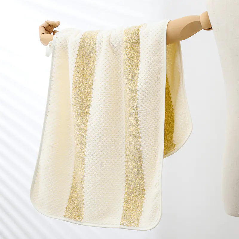 Striped Coral Fleece Absorbent Face Wash Towel (1pc)