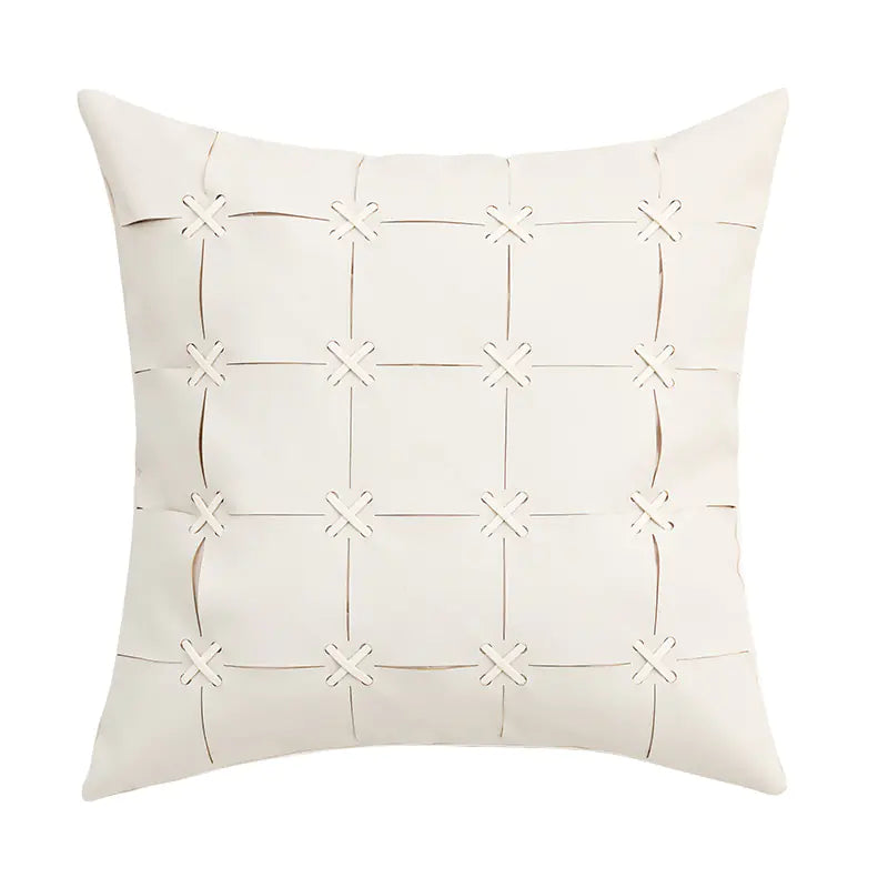 American Modern Hand-woven PU Leather Pillow Cover