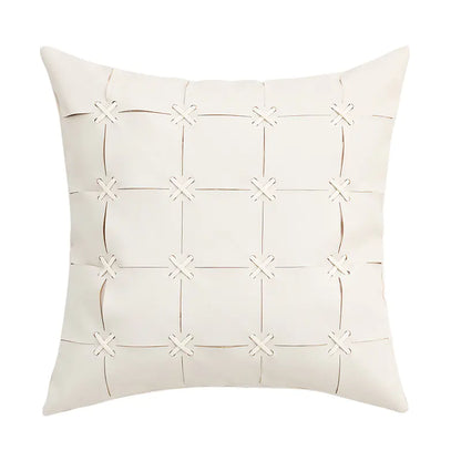 American Modern Hand-woven PU Leather Pillow Cover
