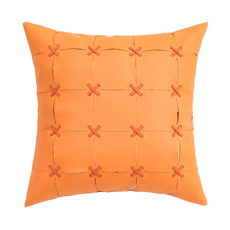 American Modern Hand-woven PU Leather Pillow Cover