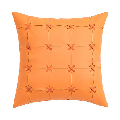 American Modern Hand-woven PU Leather Pillow Cover