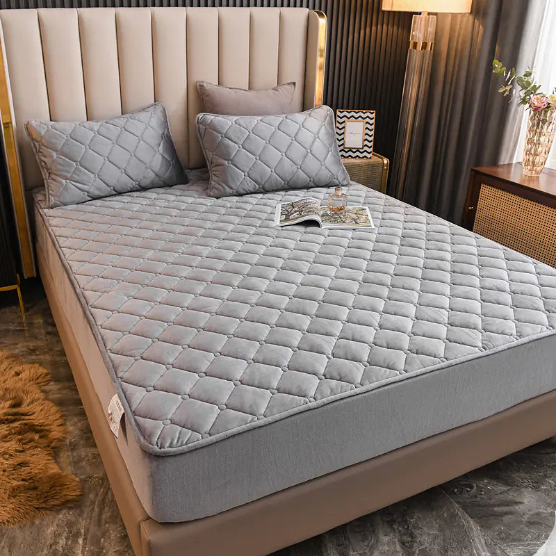 Thick Coral Fleece Mattress Protector Cover with Cotton