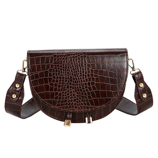 Fashionable Crocodile Pattern Half-Moon Shoulder Bag